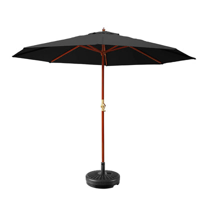 Instahut 3m Outdoor Umbrella w/Base Pole Umbrellas Garden Sun Stand Deck Black - Mekamart Australia