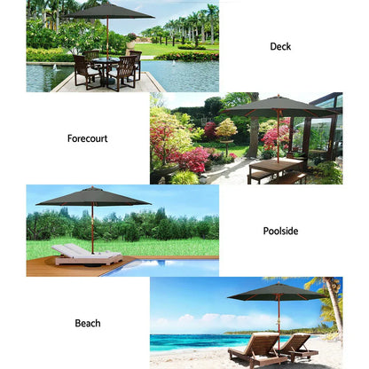 Instahut 3m Outdoor Umbrella Pole Umbrellas Beach Garden Sun Stand Patio Charcoal - Mekamart Australia