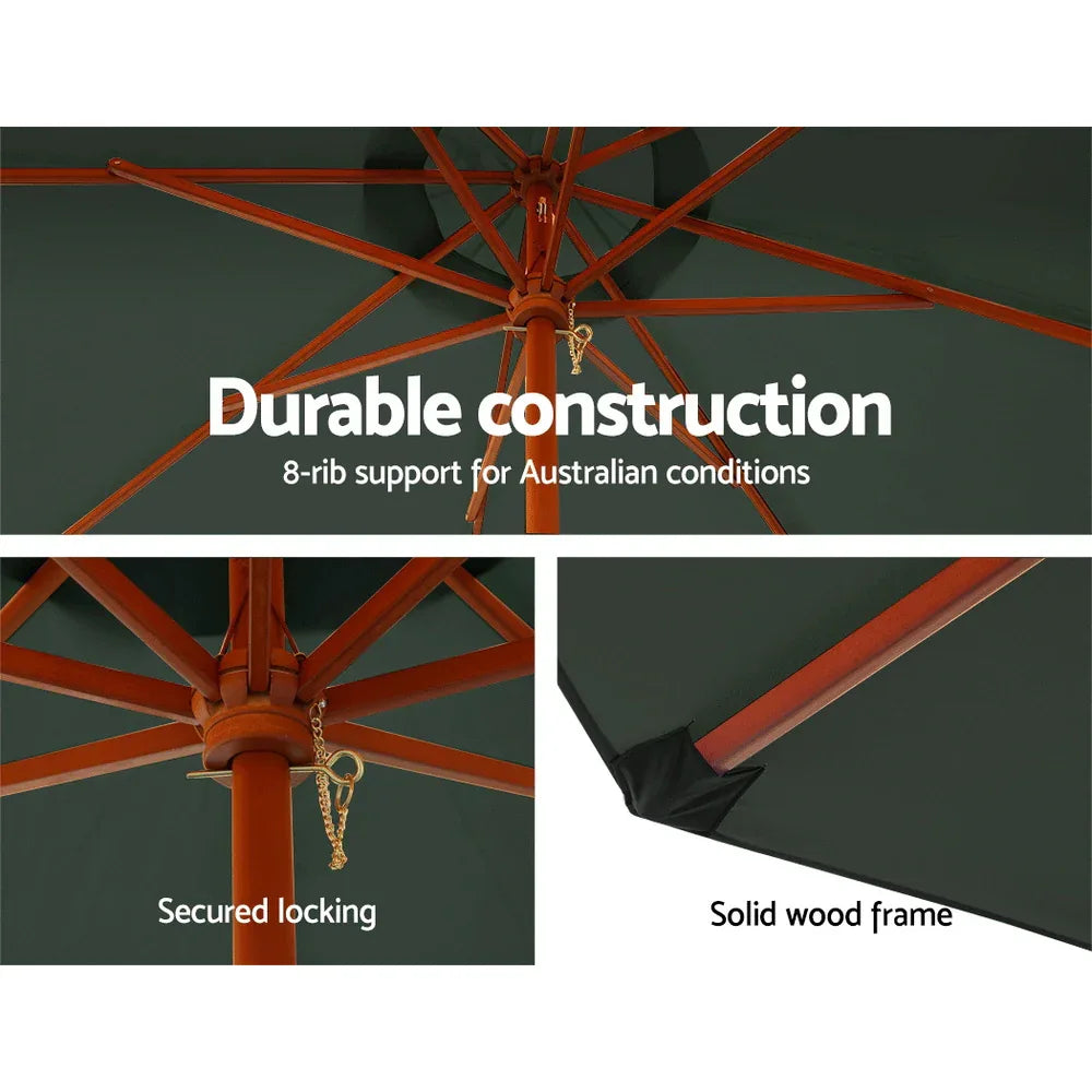 Instahut 3m Outdoor Umbrella Pole Umbrellas Beach Garden Sun Stand Patio Charcoal - Mekamart Australia