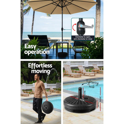 Instahut 3m Outdoor Umbrella w/Base Pole Tilt Beach Garden Patio Beige - Mekamart Australia
