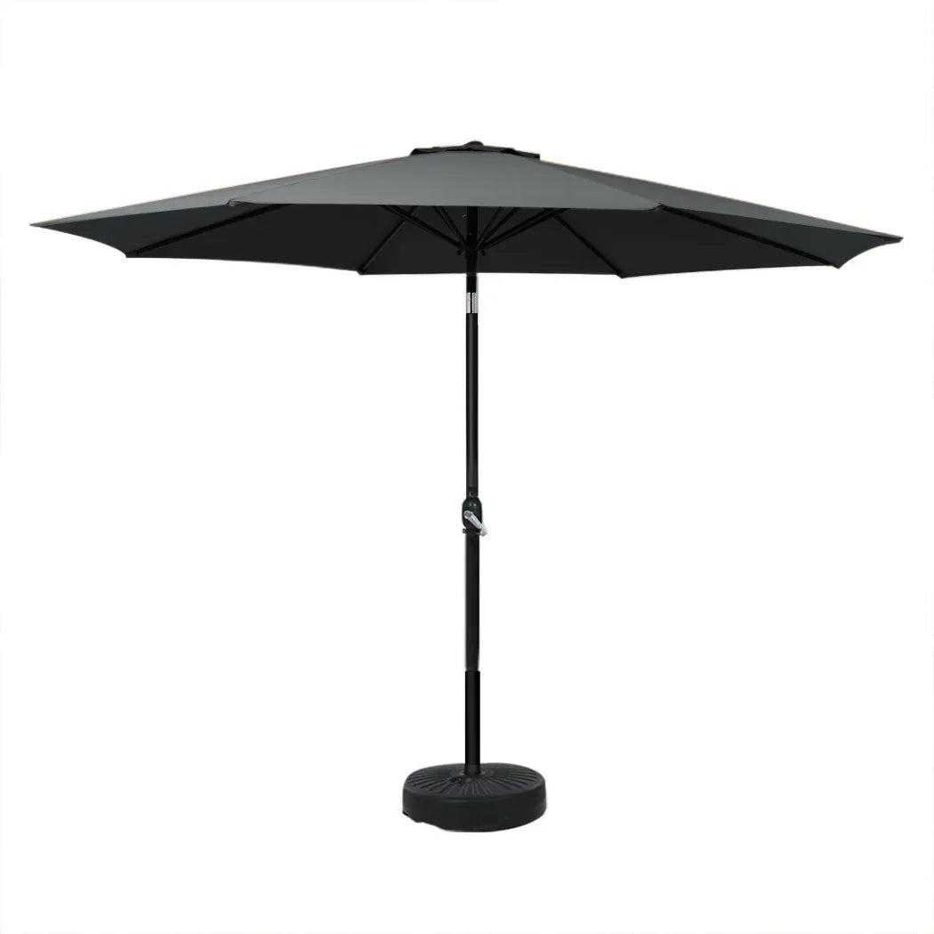 Instahut Outdoor Umbrella 3m Base Beach Pole Garden Tilt Sun Patio UV Black - Mekamart Australia