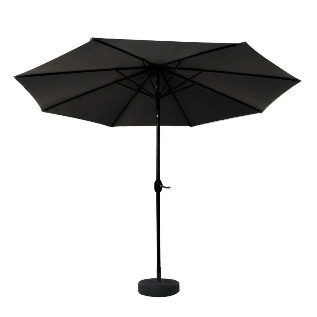 Instahut Outdoor Umbrella 3m Base Beach Pole Garden Tilt Sun Patio UV Black - Mekamart Australia