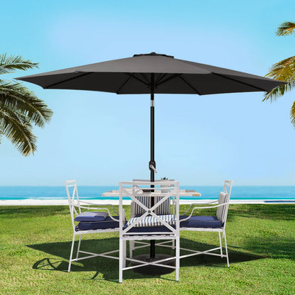 Instahut Outdoor Umbrella 3m Base Beach Pole Garden Tilt Sun Patio UV Black - Mekamart Australia