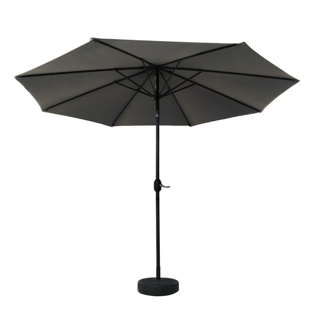 Instahut Outdoor Umbrella 3m Base Beach Pole Garden Tilt Sun Patio UV Charcoal - Mekamart Australia