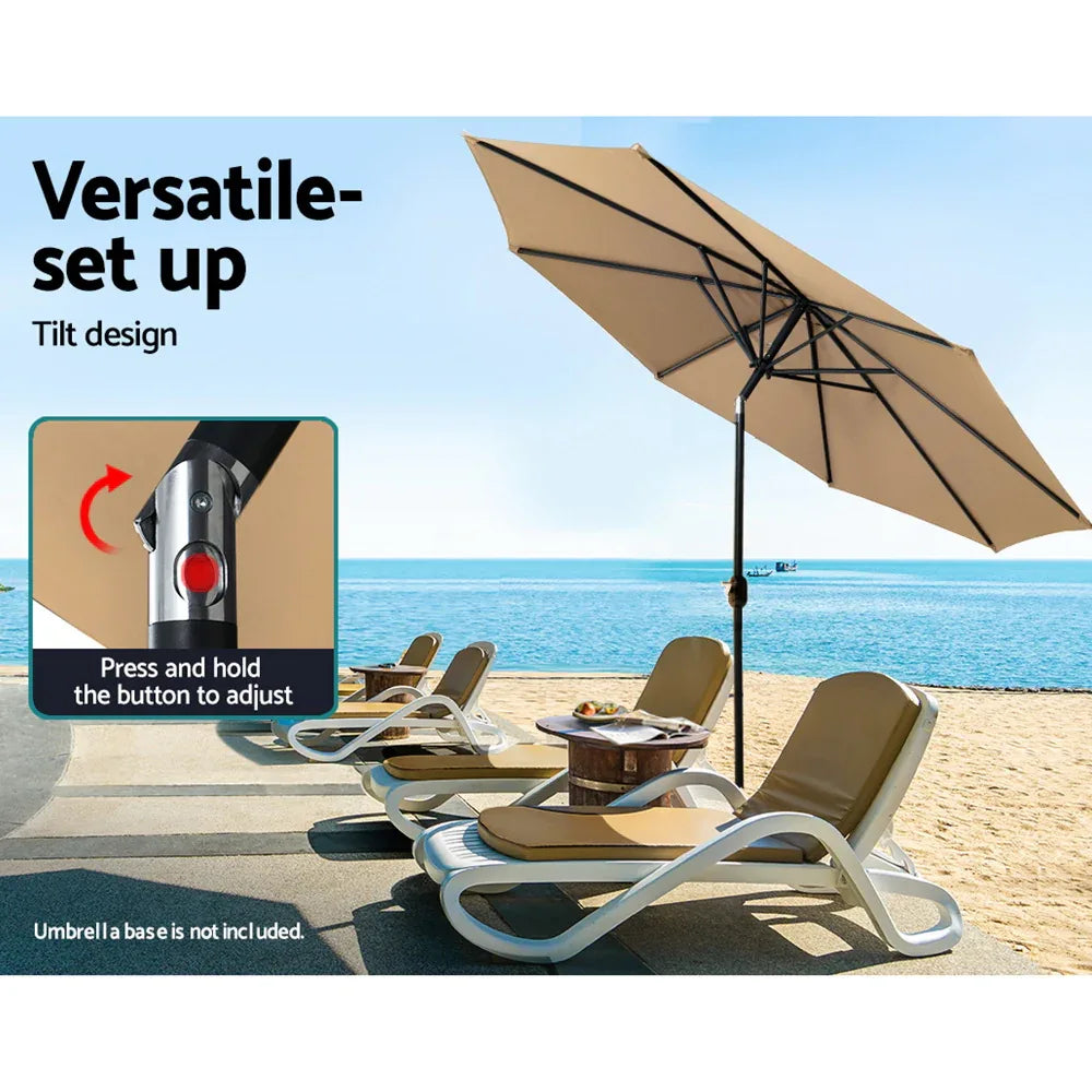 Instahut 3m Outdoor Umbrella Beach Pole Garden Patio Tilt Beige - Mekamart Australia