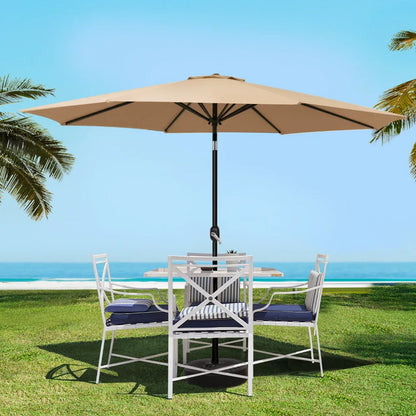 Instahut 3m Outdoor Umbrella Beach Pole Garden Patio Tilt Beige - Mekamart Australia