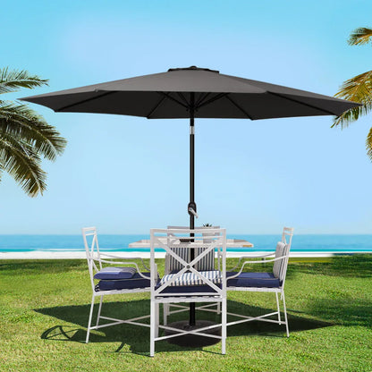 Instahut 3m Outdoor Umbrella Beach Pole Garden Patio Tilt Black - Mekamart Australia