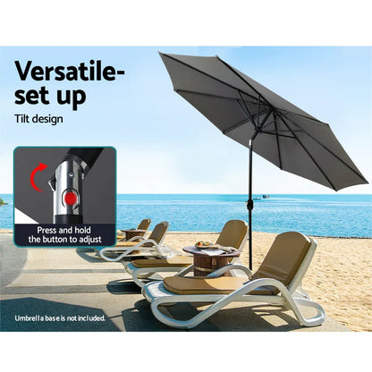 Instahut 3m Outdoor Umbrella Beach Pole Garden Patio Tilt Charcoal - Mekamart Australia