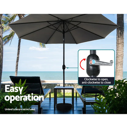 Instahut 3m Outdoor Umbrella Beach Pole Garden Patio Tilt Charcoal - Mekamart Australia