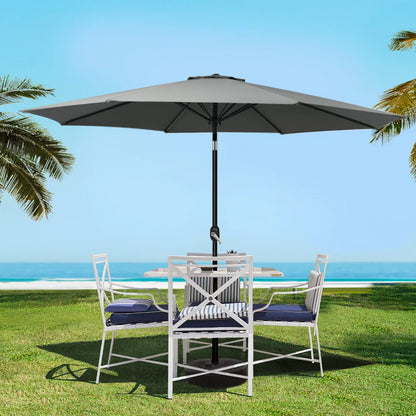 Instahut 3m Outdoor Umbrella Beach Pole Garden Patio Tilt Charcoal - Mekamart Australia