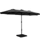 Instahut 4.57m Outdoor Umbrella w/Base Stand Beach Pole Garden Tilt Black - Mekamart Australia
