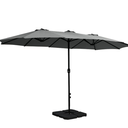 Instahut 4.57m Outdoor Umbrella w/Base Stand Beach Pole Garden Tilt Charcoal - Mekamart Australia
