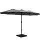 Instahut 4.57m Outdoor Umbrella w/Base Stand Beach Pole Garden Tilt Charcoal - Mekamart Australia