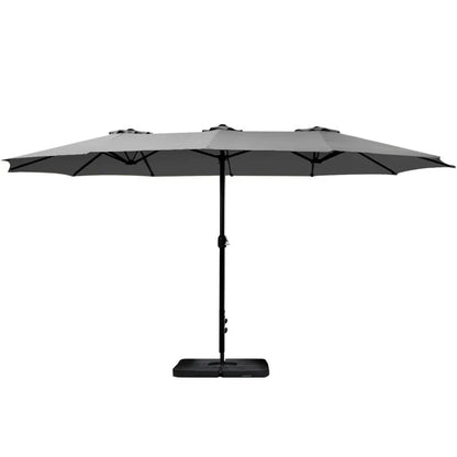 Instahut 4.57m Outdoor Umbrella w/Base Stand Beach Pole Garden Tilt Charcoal - Mekamart Australia