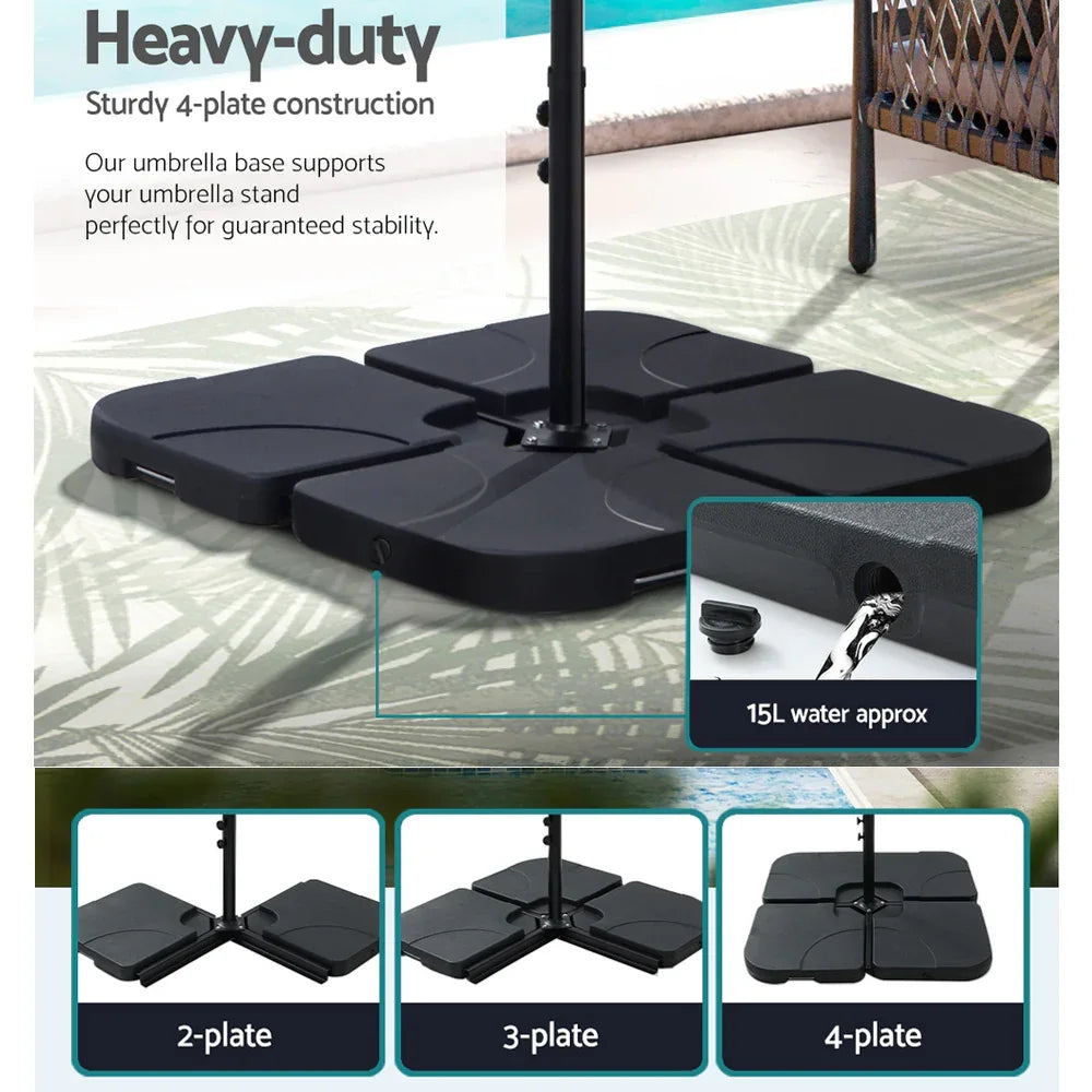 Instahut 4.57m Outdoor Umbrella w/Base Stand Beach Pole Garden Tilt Charcoal - Mekamart Australia