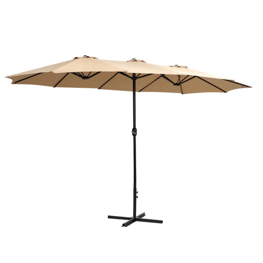 Instahut 4.57m Outdoor Umbrella Beach Pole Garden Tilt Beige - Mekamart Australia