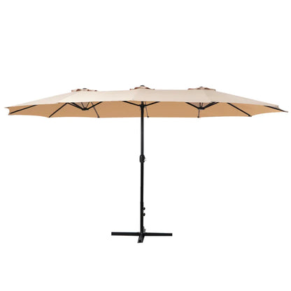 Instahut 4.57m Outdoor Umbrella Beach Pole Garden Tilt Beige - Mekamart Australia