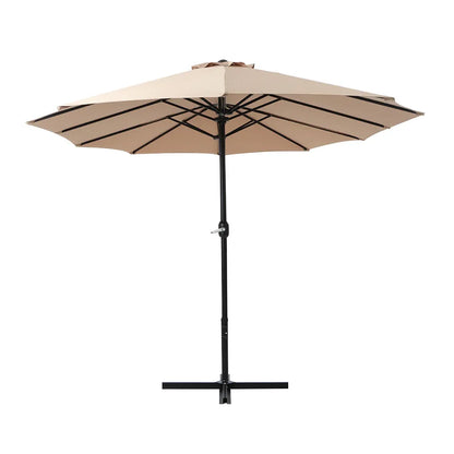 Instahut 4.57m Outdoor Umbrella Beach Pole Garden Tilt Beige - Mekamart Australia
