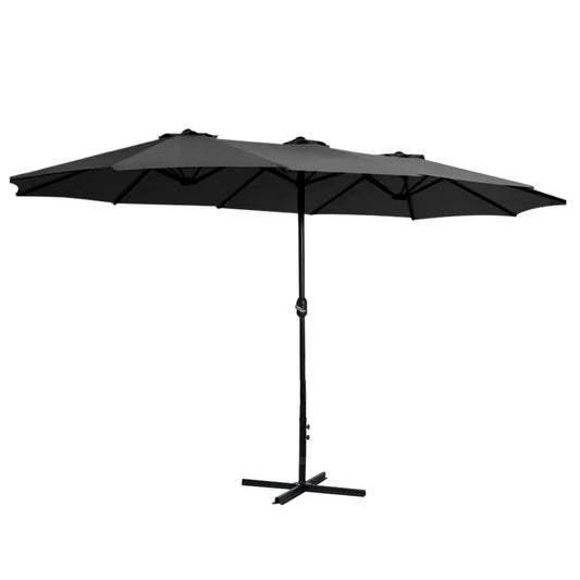 Instahut 4.57m Outdoor Umbrella Beach Pole Garden Tilt Black - Mekamart Australia
