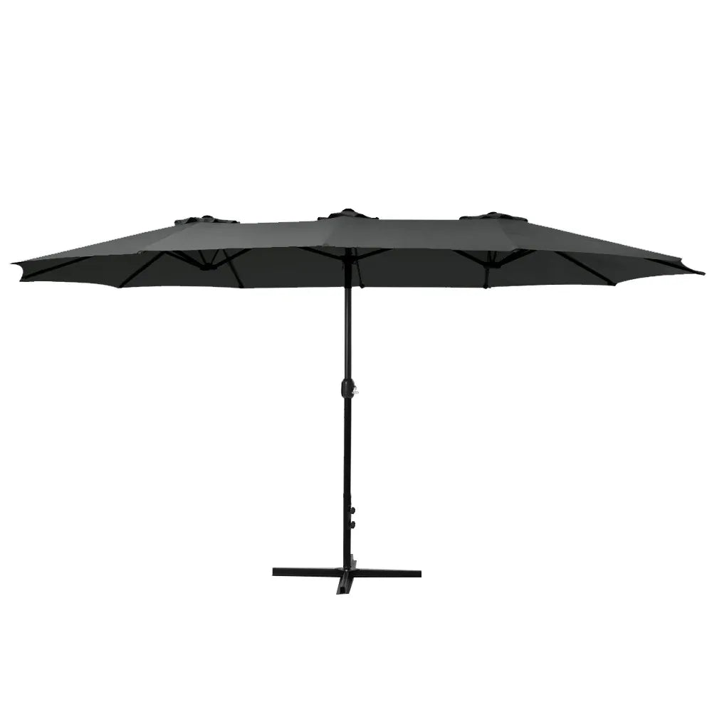 Instahut 4.57m Outdoor Umbrella Beach Pole Garden Tilt Black - Mekamart Australia