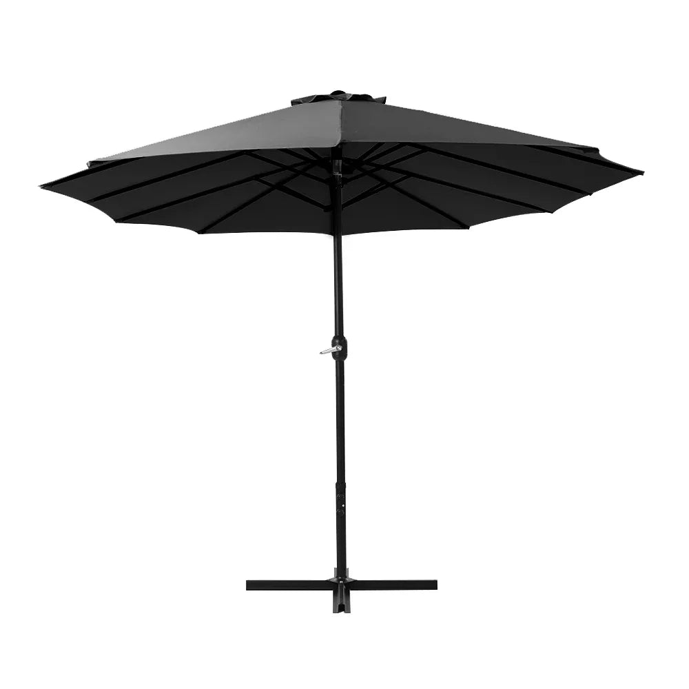Instahut 4.57m Outdoor Umbrella Beach Pole Garden Tilt Black - Mekamart Australia