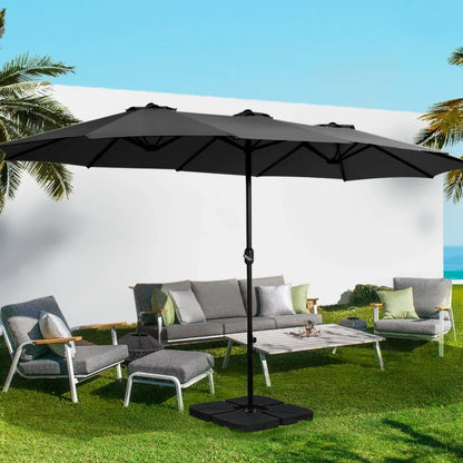 Instahut 4.57m Outdoor Umbrella Beach Pole Garden Tilt Black - Mekamart Australia