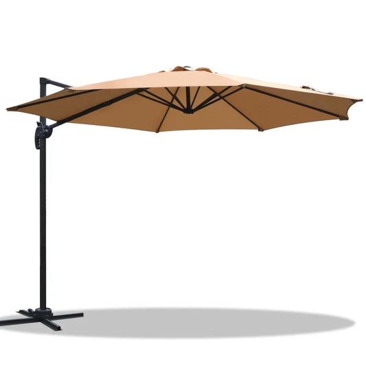 Instahut 3m Outdoor Umbrella Cantilever 360 Degree Tilt Beach Roma Beige - Mekamart Australia
