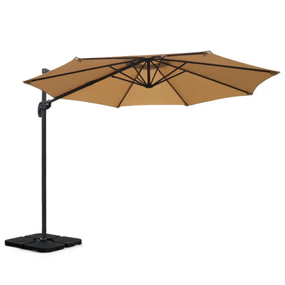 Instahut 3m Outdoor Umbrella w/Base Cantilever Beach Roma 360 Degree Tilt Beige - Mekamart Australia