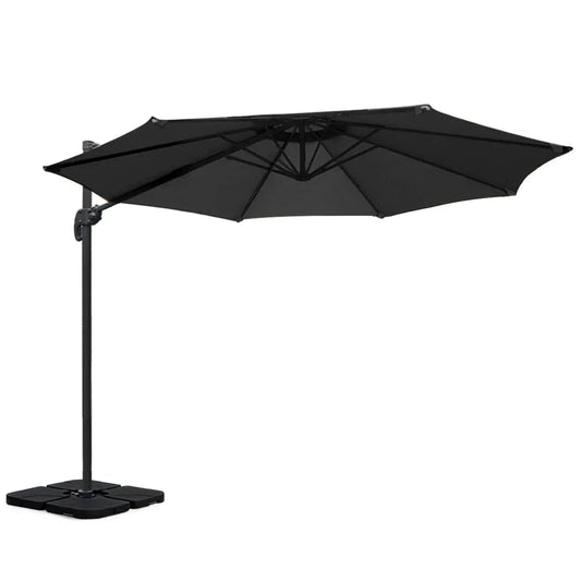 Instahut 3m Outdoor Umbrella w/Base Cantilever Beach Roma 360 Degree Tilt Black - Mekamart Australia