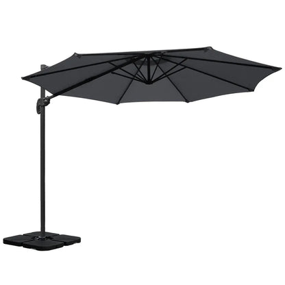 Instahut 3m Outdoor Umbrella w/Base Cantilever Beach Roma 360 Degree Tilt Charcoal - Mekamart Australia