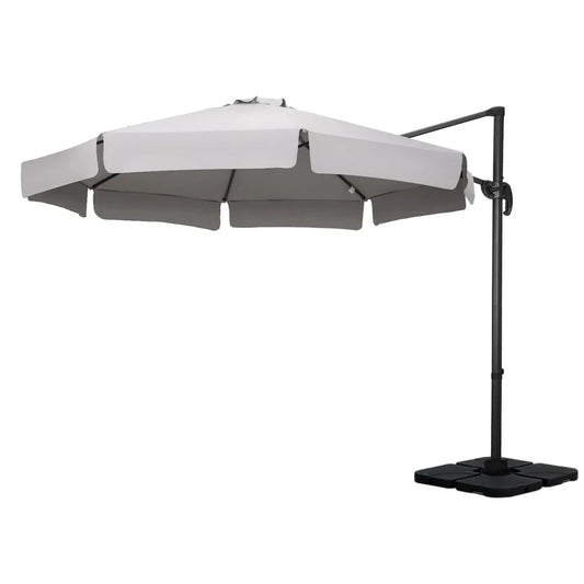Instahut 3m Outdoor Umbrella w/Base Cantilever Beach Roma 360 Degree Tilt Grey - Mekamart Australia