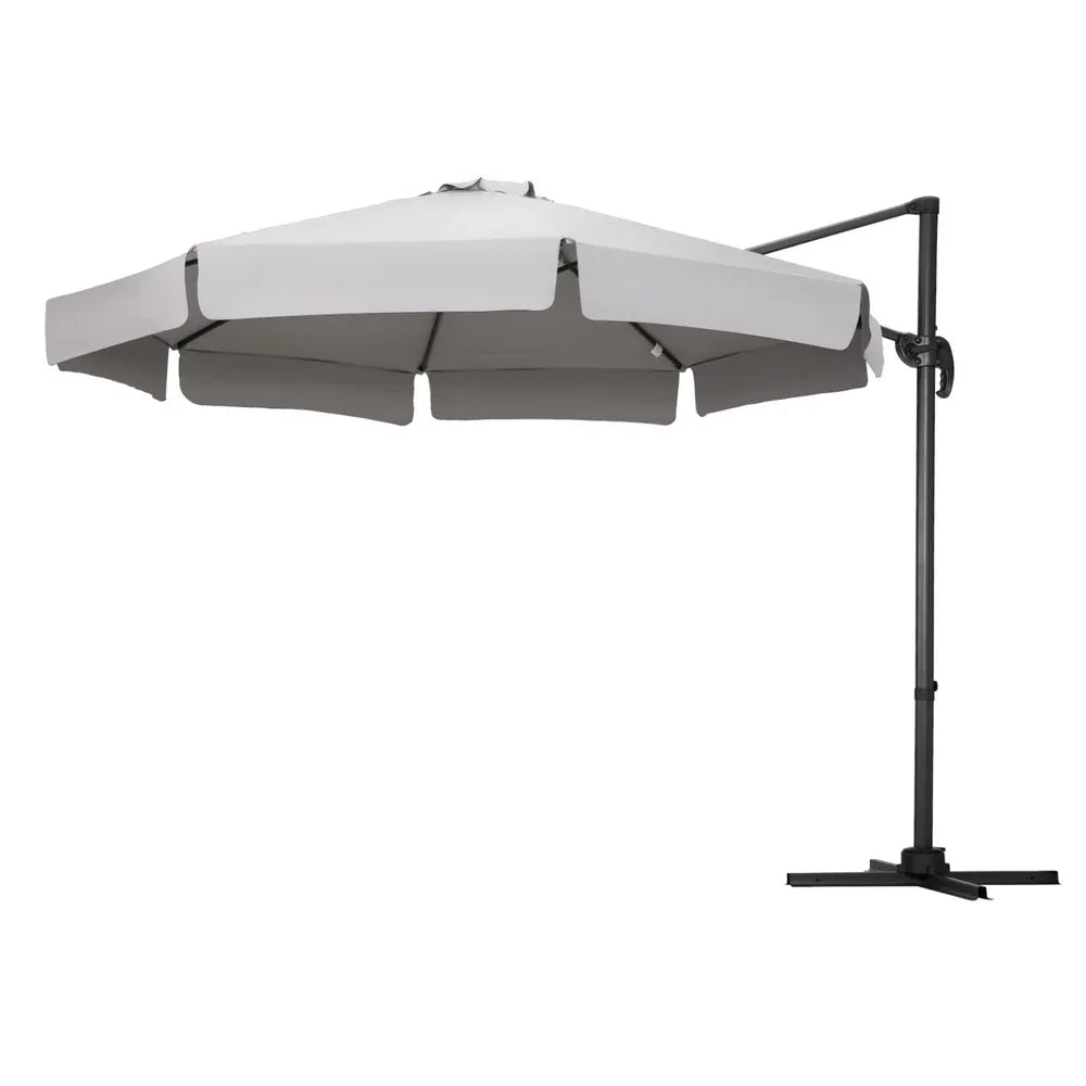 Instahut 3m Outdoor Umbrella Cantilever 360 Degree Tilt Beach Roma Grey - Mekamart Australia