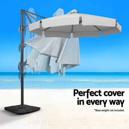 Instahut 3m Outdoor Umbrella Cantilever 360 Degree Tilt Beach Roma Grey - Mekamart Australia