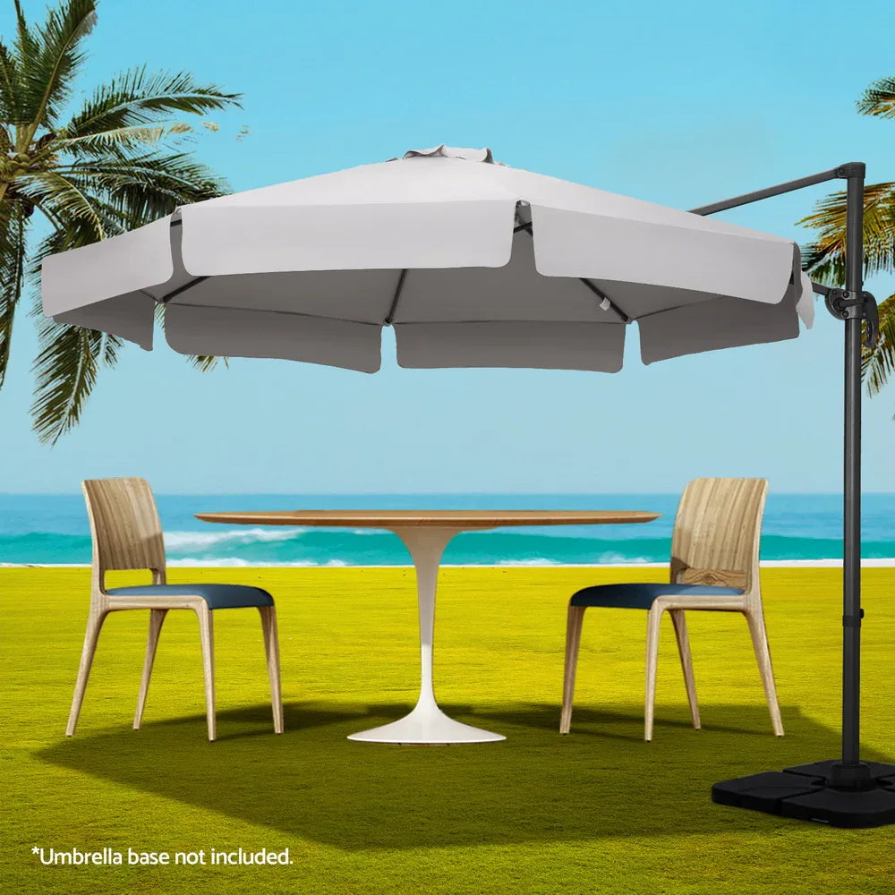 Instahut 3m Outdoor Umbrella Cantilever 360 Degree Tilt Beach Roma Grey - Mekamart Australia