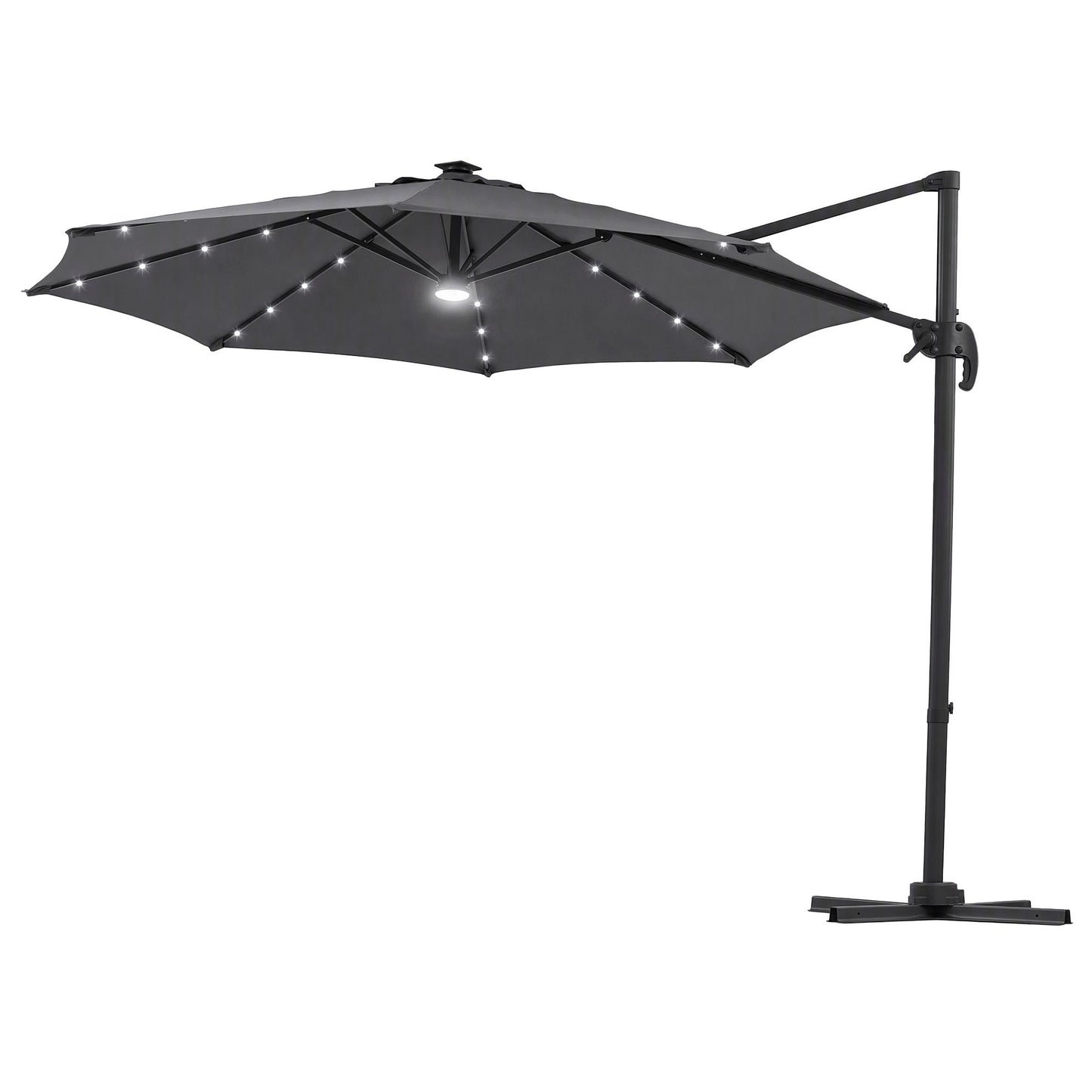 Instahut Outdoor Umbrella 3m Solar LED Offset Cantilever Patio Parasol Charcoal