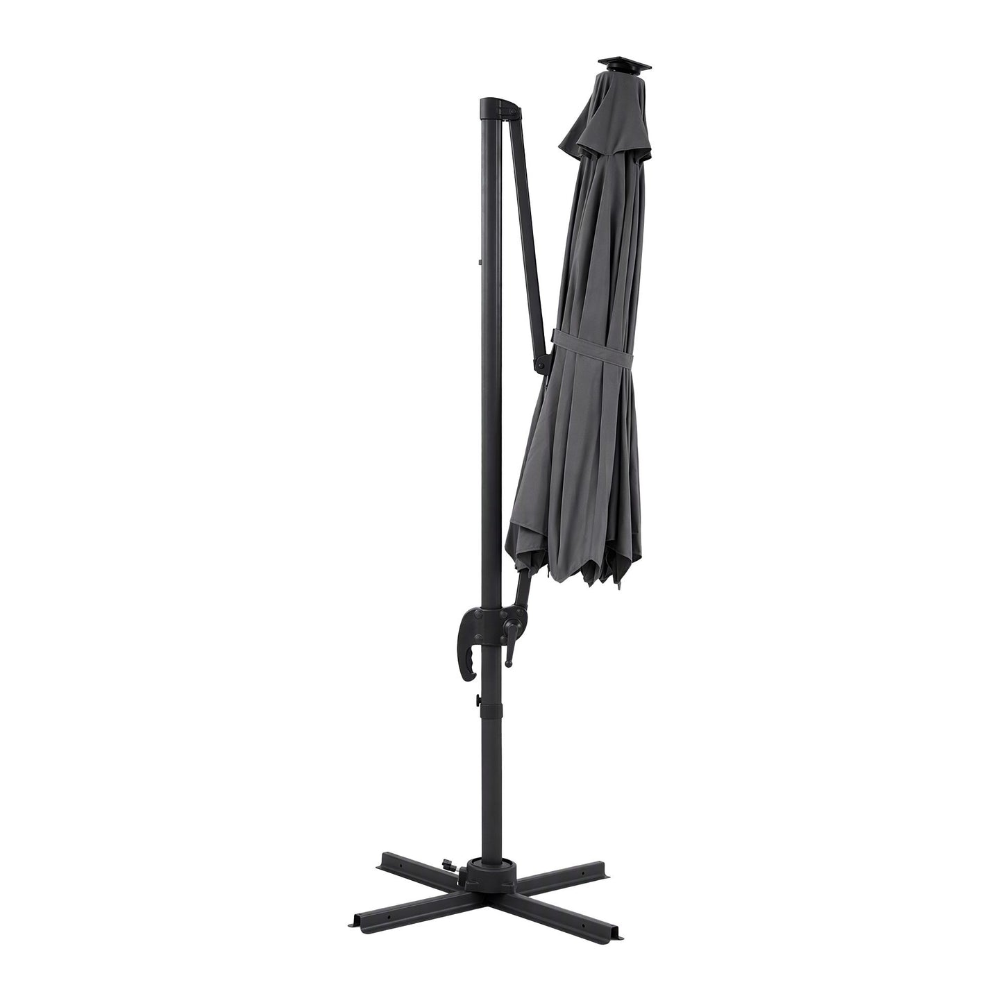 Instahut Outdoor Umbrella 3m Solar LED Offset Cantilever Patio Parasol Charcoal