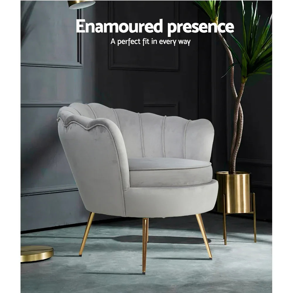 Artiss Armchair Velvet Grey Callista - Mekamart Australia