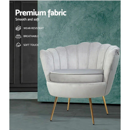 Artiss Armchair Velvet Grey Callista - Mekamart Australia