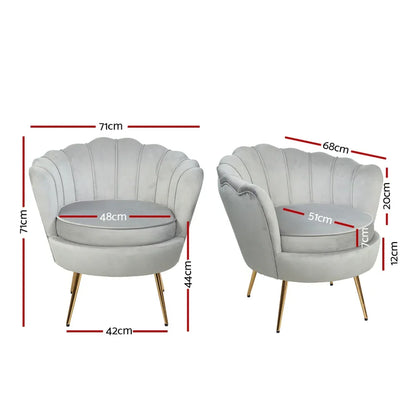 Artiss Armchair Velvet Grey Callista - Mekamart Australia