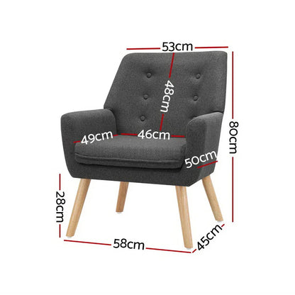 Artiss Armchair Linen Fabric Anne Charcoal - Mekamart Australia
