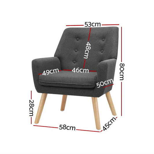 Artiss Armchair Linen Fabric Anne Charcoal - Mekamart Australia