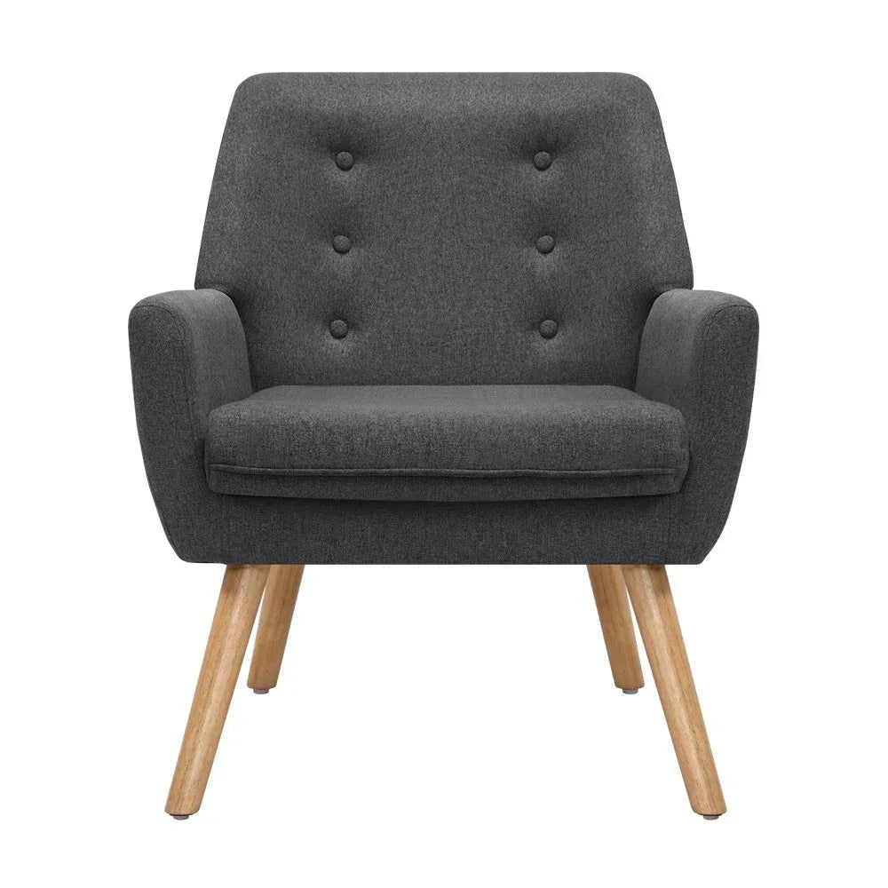 Artiss Armchair Linen Fabric Anne Charcoal - Mekamart Australia
