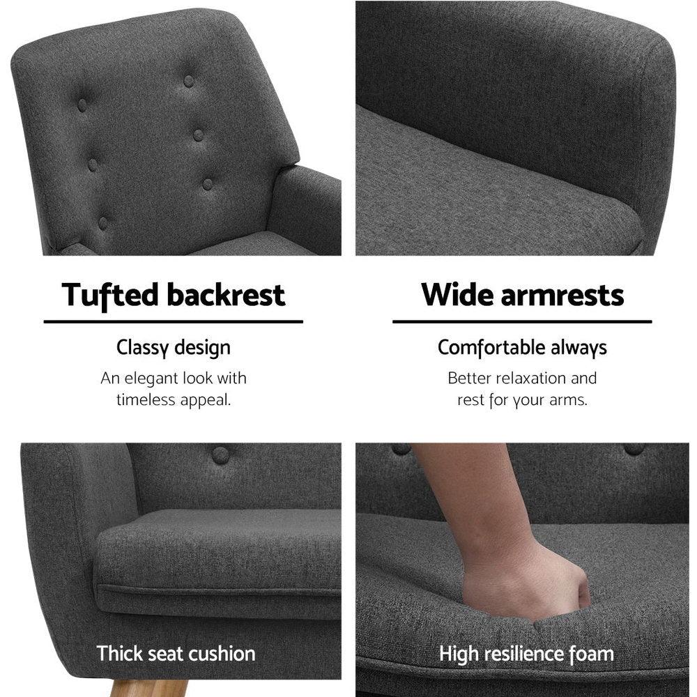 Artiss Armchair Linen Fabric Anne Charcoal - Mekamart Australia