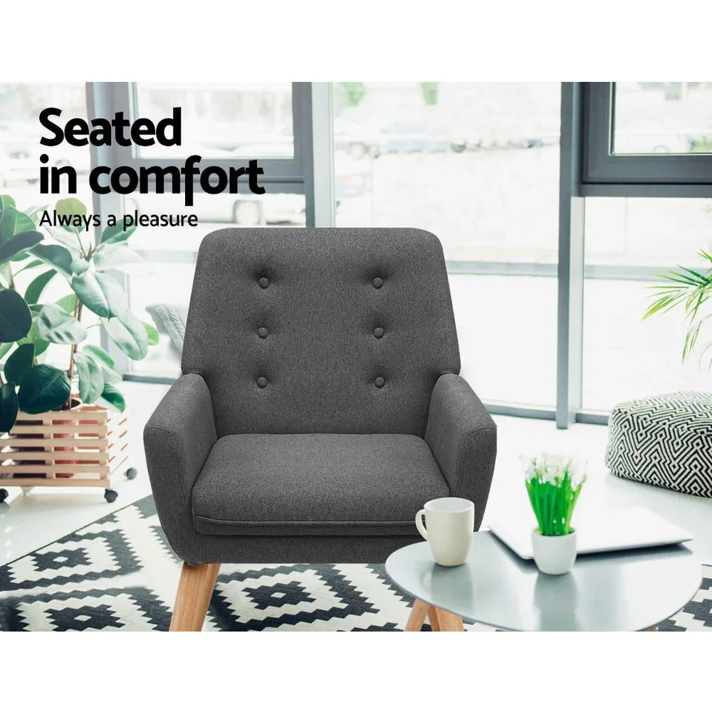 Artiss Armchair Linen Fabric Anne Charcoal - Mekamart Australia