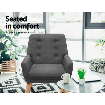 Artiss Armchair Linen Fabric Anne Charcoal - Mekamart Australia
