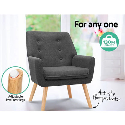 Artiss Armchair Linen Fabric Anne Charcoal - Mekamart Australia