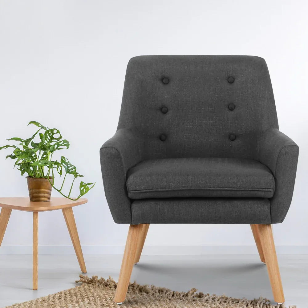 Artiss Armchair Linen Fabric Anne Charcoal - Mekamart Australia