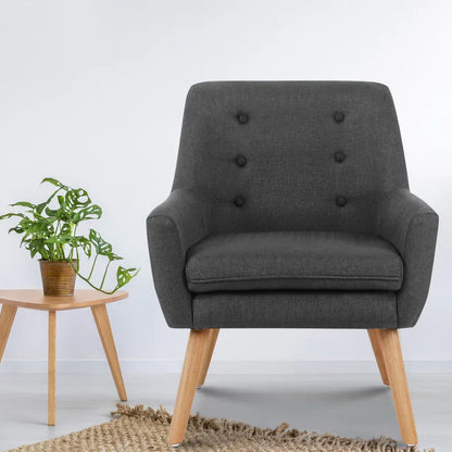 Artiss Armchair Linen Fabric Anne Charcoal - Mekamart Australia