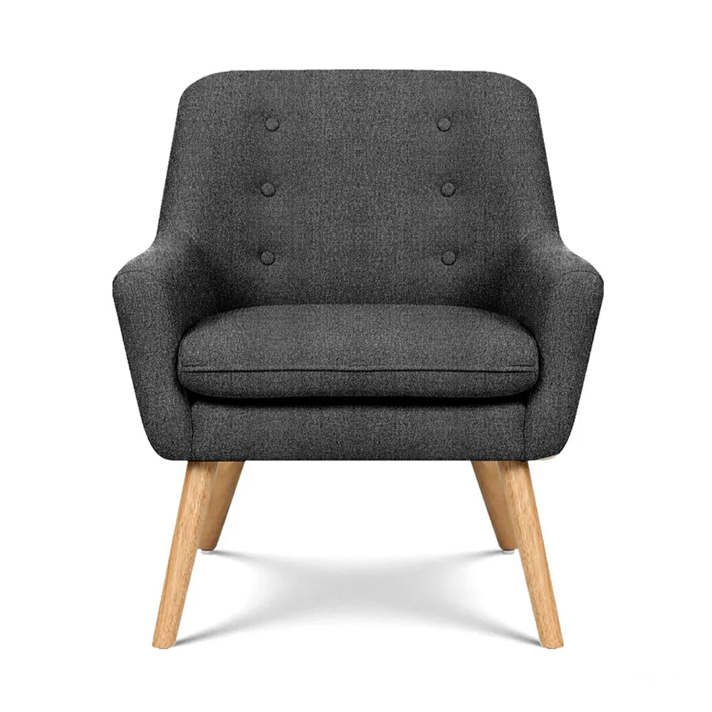 Artiss 2X Armchair Lounge Chair Accent Tub Chair Charcoal ANNE - Mekamart Australia