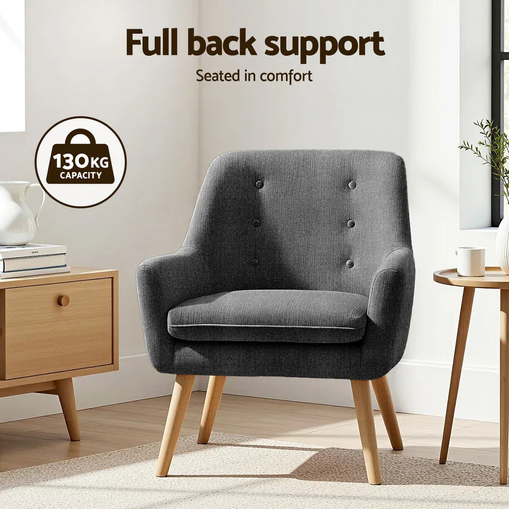 Artiss 2X Armchair Lounge Chair Accent Tub Chair Charcoal ANNE - Mekamart Australia